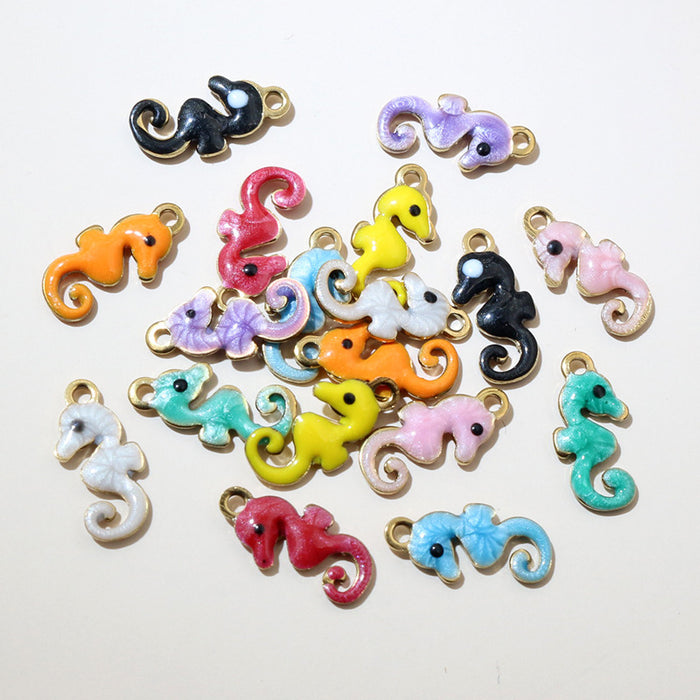 Tiny Colorful Enamel Seahorse Charms in Ten Options