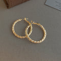 Polished Gold Braided Twisted Texture Circle Hoop Earrings view 8