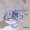Silver Round Clear Four-Prong Crisscross Ring Alloy view 5