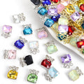 Square Crystal Bow Accent Metal Charms, 30 Colorways view 1