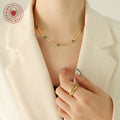 Gold Snake Chain Necklace And Bracelet With Baguette Zircons view 3