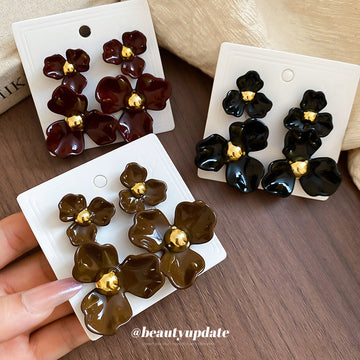 Four Pair Layered Flower Stud Earring Sets Statement Jewelry