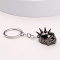 Spiked Skull Helmet Metal Keychain, Large and Small Sizes view 3