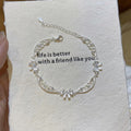 Silver CZ Bow Openwork Lace Adjustable Bracelet Chain view 6