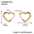 Gold Heart Outline Zircon Huggie Earrings Multi Color view 12