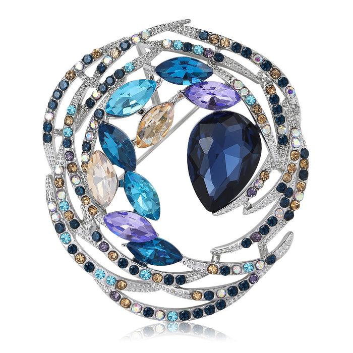Crystal Nest Brooch Teardrop Center Four Color Styles Antique