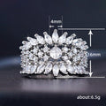Silver-Tone Marquise Leaf Cluster Wide Ring with Clear Stone Details view 5