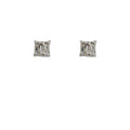 Silver Irregular Square Liquid Metal Stud Earrings view 5