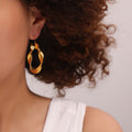 Twisted Mesh Texture Hoop Earrings Gold Or Steel Finish view 2