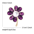 Enamel Four Leaf Clover Brooch Pearl Center Gold Stem Pin view 9