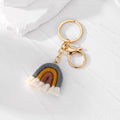 Gold Tone Macrame Rainbow Split Ring and Clip Keychains view 11