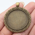 Antique Bronze Ornate Round Cabochon Setting Jewelry Making Component view 1