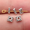Antique Silver Dotted Border Square Metal Spacer Bead view 1