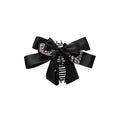 Black Satin Rhinestone Bow Large Hair Claw Clip Style view 5