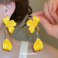 Sculpted Petal Drop Earrings in Five Glossy Color Options view 4