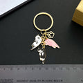 Pink Tortoiseshell and Black Cat Enamel Paw Print Charm Keychain view 3