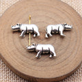 Antique Silver Rhinoceros Shaped Metal Bead for Jewelry Making view 2