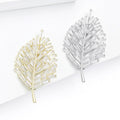 Baguette Crystal Leaf Brooch in 2 Color Styles Metal Pin view 3