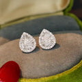 Layered Teardrop Outline Pavé Stud Earrings in Silver Tone view 3