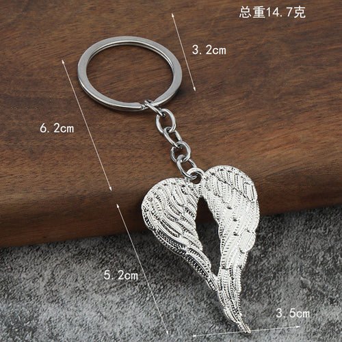 Minimalist Heart Wing Zinc Alloy Keychain Pendant Gift Accessory