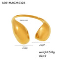Stainless Steel Puffy Teardrop Open Rings Gold Steel Two-Tone view 7