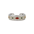 Silver Gold Tone Pave Open Ring With Colored Stones view 5