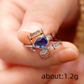 White Metal Blue Pear Leaf Motif Clear Accent Ring Alloy view 4