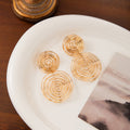 Gold and Silver Double Spiral Circle Long Earrings view 6