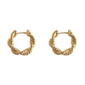 Gold Twisted Rope Huggie Hoop Earrings Geometric Pair view 5