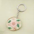 Silver Tone Round Pressed Flower Resin Clip Keychains in Five Designs view 5