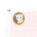 Gold Tone Round Printed Cat Portrait Stud Earrings in Three Designs view 2