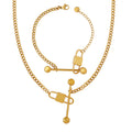 Gold Padlock Bar Curb Chain Necklace Titanium Steel Finish view 5