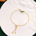 Gold Geometric Green Leaf Resin Adjustable Bracelets 10 Styles view 12