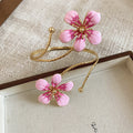 Gold Enamel Flower Open Arm Cuff Bracelet Three Colors view 8