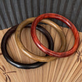 Wood Grain Round Bangle Bracelets Dark Coffee Black Brown view 3
