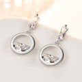 Geometric Circle Drop Stud Earrings Clear Baguette White Gold view 3