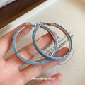 Denim Wrapped Hoop Earrings in Two Blue Shades Jewelry view 2