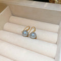 Gold Tone Hook Earrings with Gray Pearl Drops in Four Sizes view 6