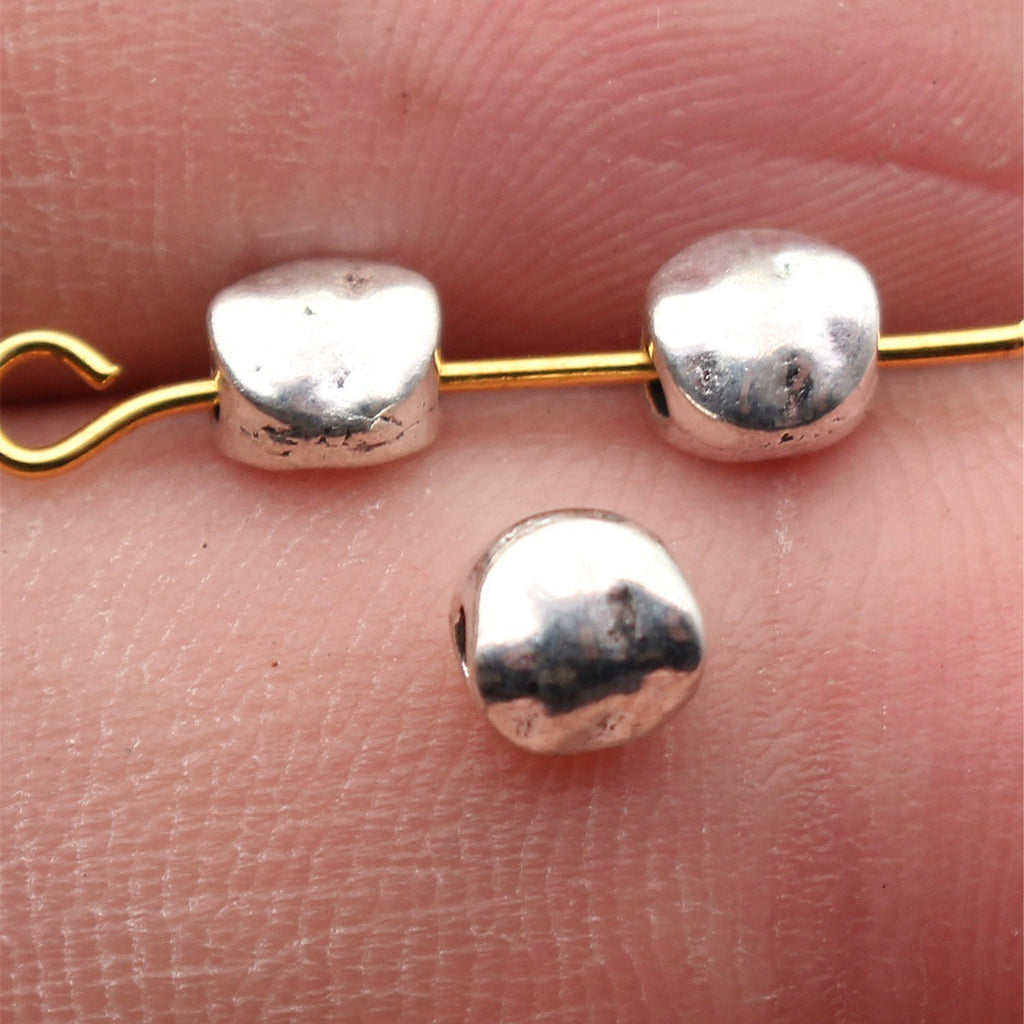 5.3x5x3.9mm 0.31g Antique Silver Zinc Alloy Hammered Irregular Loose Metal Beads for Bracelet Making