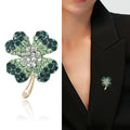 Crystal Four Leaf Clover Brooch in Green Blue or Red view 2