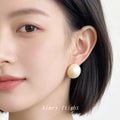 Cream Pearl Resin Crescent Bite Large Stud Earrings view 2