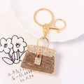 Rhinestone Handbag Keychain Gold Clasp Marble Enamel Colors view 6