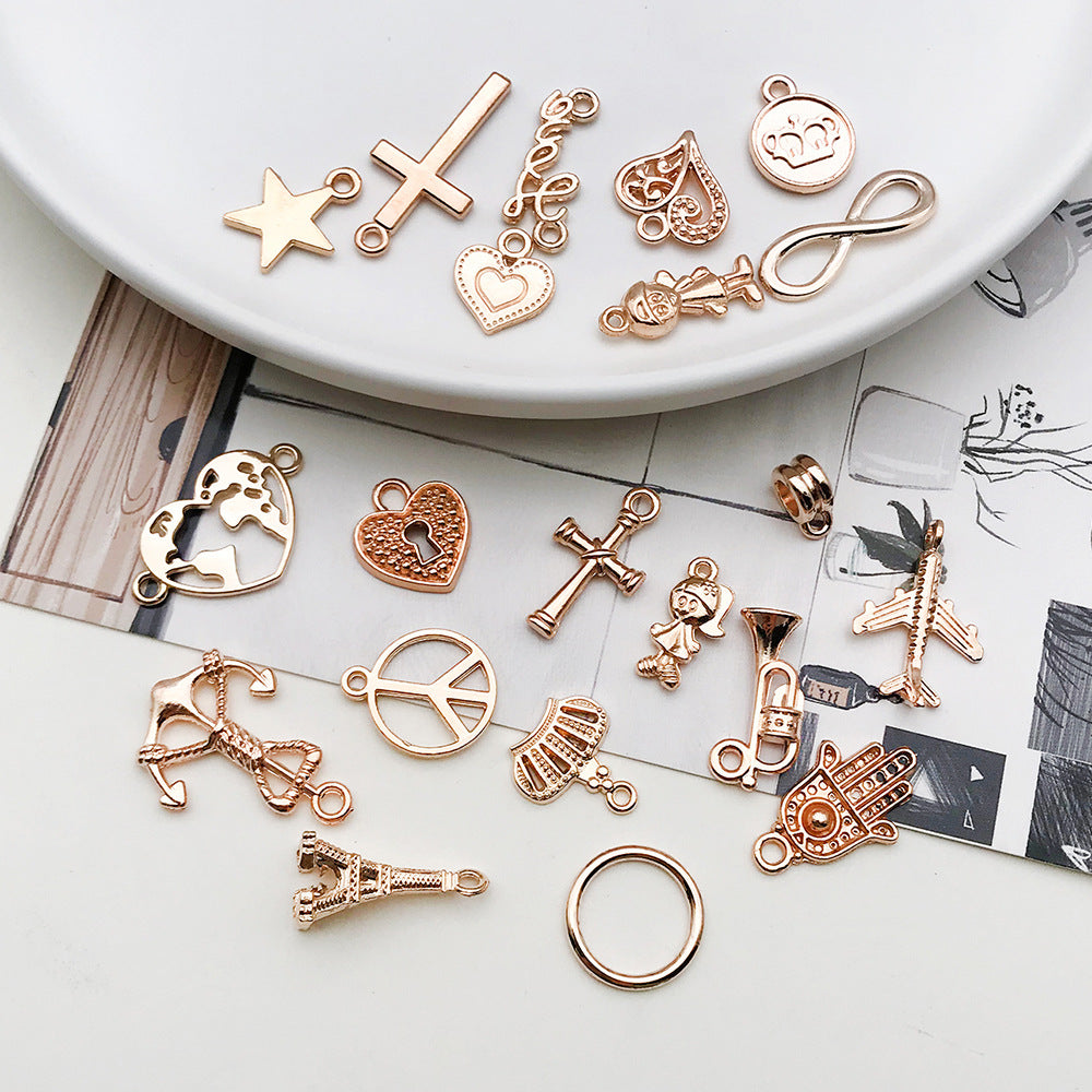 KC Gold Tone Iron Airplane Ship Wheel Star Charm Pendants for DIY Bracelet Necklace