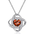 Silver Interlock Heart CZ Pendant Necklace Blue Red view 2