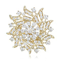 Crystal Sunburst Flower Brooch In 2 Styles With Polished Metal Details view 5