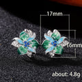 Green and Clear Crystal Flower Cluster Stud Earrings view 5