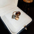 Gold Tone Open Ring With Brown Champagne And Smoky Geometric Stones view 6