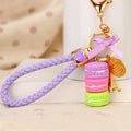 Stacked Macaron and Eiffel Tower Keychains with Braided Wrist Loops view 8