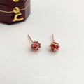 Rose Gold Amber Cube Cage Mini Stud Earrings Geometric view 3