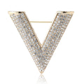 Crystal Letter V Brooch In 2 Styles With Polished Metal Details view 5